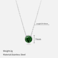 Simple Style Round Stainless Steel Plating Rhinestones Pendant Necklace sku image 5