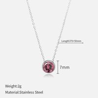Simple Style Round Stainless Steel Plating Rhinestones Pendant Necklace sku image 10