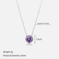 Simple Style Round Stainless Steel Plating Rhinestones Pendant Necklace sku image 6