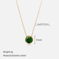 Simple Style Round Stainless Steel Plating Rhinestones Pendant Necklace sku image 29