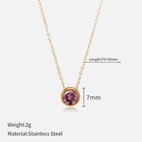 Simple Style Round Stainless Steel Plating Rhinestones Pendant Necklace sku image 34