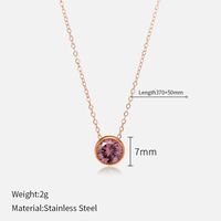 Simple Style Round Stainless Steel Plating Rhinestones Pendant Necklace sku image 46
