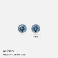 Simple Style Round Stainless Steel Plating Rhinestones Ear Studs 1 Pair sku image 3