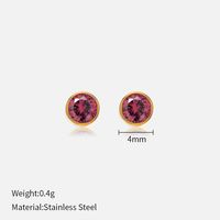 Simple Style Round Stainless Steel Plating Rhinestones Ear Studs 1 Pair sku image 49
