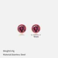 Simple Style Round Stainless Steel Plating Rhinestones Ear Studs 1 Pair sku image 50
