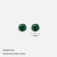 Simple Style Round Stainless Steel Plating Rhinestones Ear Studs 1 Pair sku image 5