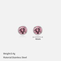 Simple Style Round Stainless Steel Plating Rhinestones Ear Studs 1 Pair sku image 10