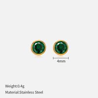 Simple Style Round Stainless Steel Plating Rhinestones Ear Studs 1 Pair sku image 29