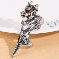Chinoiserie Dragon Alloy Inlay Artificial Pearls Unisex Rings main image 5
