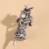 Chinoiserie Dragon Alloy Inlay Artificial Pearls Unisex Rings sku image 1