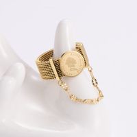 Lady Portrait Stainless Steel Gold Plated Rings 1 Piece main image 4
