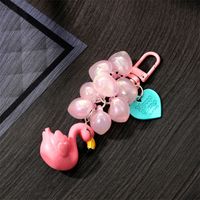 1 Piece Cute Swan Heart Shape Pvc Beaded Keychain main image 3