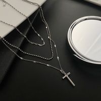 Fashion Cross Titanium Steel Metal Chain Necklace 1 Piece sku image 1