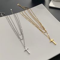 Fashion Cross Titanium Steel Metal Chain Necklace 1 Piece main image 1