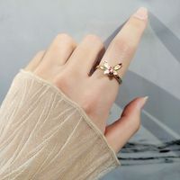 1 Piece Lady Butterfly Copper Plating Women's Open Ring main image 4