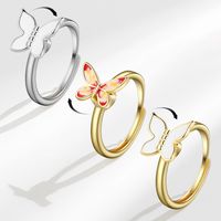 1 Piece Lady Butterfly Copper Plating Women's Open Ring main image 1