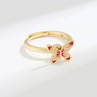 1 Piece Lady Butterfly Copper Plating Women's Open Ring main image 2