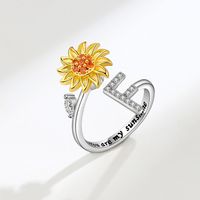 Dame Brief Blume Kupfer Überzug Inlay Künstliche Edelsteine Offener Ring sku image 6