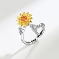 Dame Brief Blume Kupfer Überzug Inlay Künstliche Edelsteine Offener Ring sku image 1