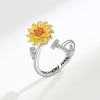 Dame Brief Blume Kupfer Überzug Inlay Künstliche Edelsteine Offener Ring sku image 9
