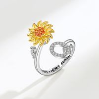 Dame Brief Blume Kupfer Überzug Inlay Künstliche Edelsteine Offener Ring sku image 17