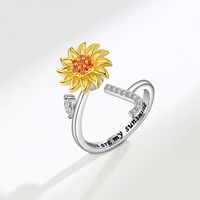 Dame Brief Blume Kupfer Überzug Inlay Künstliche Edelsteine Offener Ring sku image 10