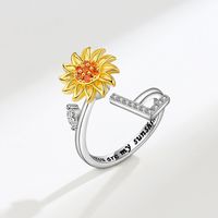 Dame Brief Blume Kupfer Überzug Inlay Künstliche Edelsteine Offener Ring sku image 12