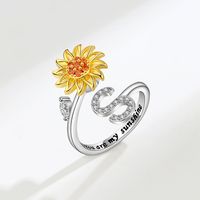 Dame Brief Blume Kupfer Überzug Inlay Künstliche Edelsteine Offener Ring sku image 19