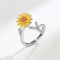 Dame Brief Blume Kupfer Überzug Inlay Künstliche Edelsteine Offener Ring sku image 25