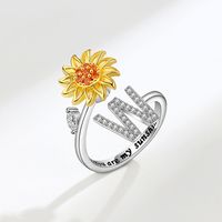 Dame Brief Blume Kupfer Überzug Inlay Künstliche Edelsteine Offener Ring sku image 23