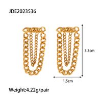 1 Pair Simple Style Tassel Plating Stainless Steel Chain 18k Gold Plated Drop Earrings sku image 1