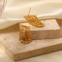 1 Pair Simple Style Tassel Plating Stainless Steel Chain 18k Gold Plated Drop Earrings main image 6