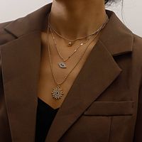 Retro Geometric Devil's Eye Alloy Plating Inlay Turquoise Zircon Women's Layered Necklaces main image 2