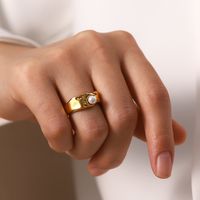 Simple Style Pearl Stainless Steel Inlay Pearl Rings 1 Piece main image 3