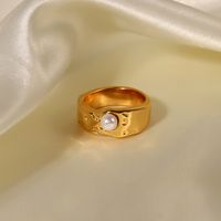 Simple Style Pearl Stainless Steel Inlay Pearl Rings 1 Piece main image 1
