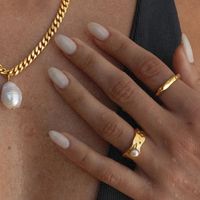 Simple Style Pearl Stainless Steel Inlay Pearl Rings 1 Piece main image 4