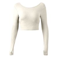 Des Sports Couleur Unie Coton Artificiel Col Rond Dos Nu Active Tops Haut Court main image 2