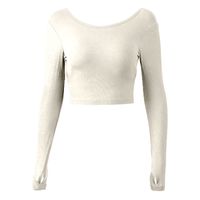 Sports Solid Color Artificial Cotton Round Neck Backless Active Tops Crop Top main image 2