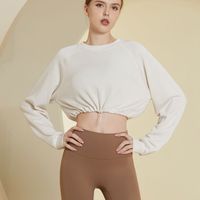 Casual Solid Color Polyester Round Neck Active Tops Crop Top main image 1