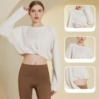 Casual Solid Color Polyester Round Neck Active Tops Crop Top main image 3