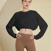 Casual Solid Color Polyester Round Neck Active Tops Crop Top main image 4