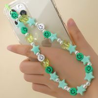Ethnic Style Smiley Soft Ceramic Mobile Phone Chain Acrylic Five-pointed Star Pearl Beaded Mobile Phone Lanyard sku image 3