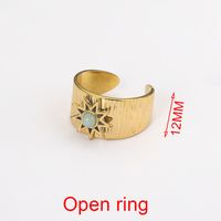 Fashion Geometric Stainless Steel Plating Artificial Pearls Turquoise Open Ring sku image 6