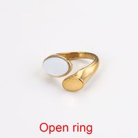 Fashion Geometric Stainless Steel Plating Artificial Pearls Turquoise Open Ring sku image 11