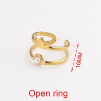 Fashion Geometric Stainless Steel Plating Artificial Pearls Turquoise Open Ring sku image 9