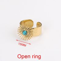 Fashion Geometric Stainless Steel Plating Artificial Pearls Turquoise Open Ring sku image 10