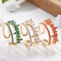 Fashion Leaves Copper Plating Inlay Zircon Gold Plated Women's Open Ring main image 1