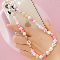 European And American Bohemian Style 8mm White Imitation Pearl 8mm Acrylic Round Beads Anti-lost Wrist Lanyard Mobile Phone Charm Women sku image 9