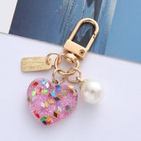 Cute Heart Shape Resin Metal Unisex Bag Pendant Keychain sku image 1