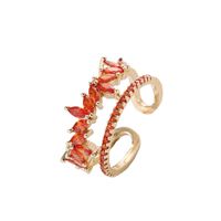 Fashion Leaves Copper Plating Inlay Zircon Gold Plated Women's Open Ring main image 2